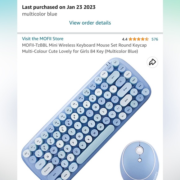 MOFII- Mini Wireless Keyboard Mouse Set Round (Multicolor Blue) - Picture 2 of 5